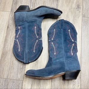 Laredo Vintage Blue Suede Western Cowboy Boots Size 8.5